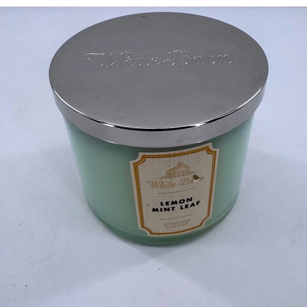 Bath & Body White Barn Lemon Mint Leaf 3-Wick Scented Candle 14.5 oz - Picture 1 of 7